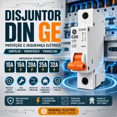 Disjuntor Din Unipolar Monofasico Din Ge General Eletric 10a, 16a, 20a, 25a, 32a