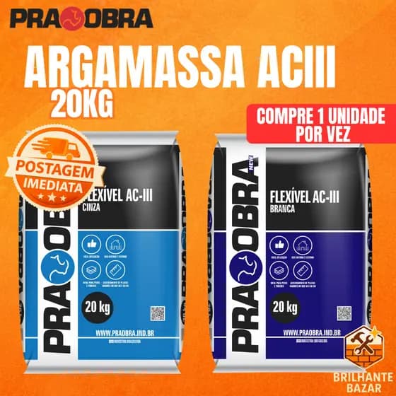 Argamassa ACIII Premium Branca Cinza 20kg Externo Interno PraObra
