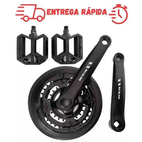 Pe De Vela Gta Reduzido 42d Bike 29 e 26 Mtb + Pedal Nylon Plataforma