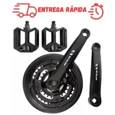 Pe De Vela Gta Reduzido 42d Bike 29 e 26 Mtb + Pedal Nylon Plataforma