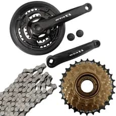 Kit relação Bicicleta 21v Pedivela + Catraca Roda Livre 7v index + Corrente Relação Index