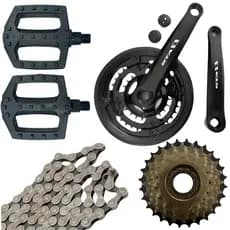 Kit Relação 29/26 Mtb 21v Pe de vela + Pedal + Catraca roda livre  7v + Corrente index