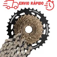 Catraca Roda Livre Shimano Tz500 7v 14-34d Rosca Megarange + Corrente fina Index