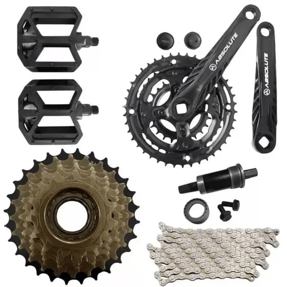 Kit 21v Relação bicicleta 3x7v Pedivela Catraca index Central Corrente Pedal