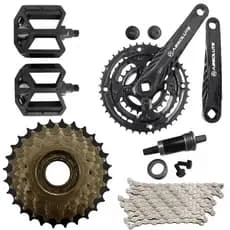 Kit 21v Relação bicicleta 3x7v Pedivela Catraca index Central Corrente Pedal