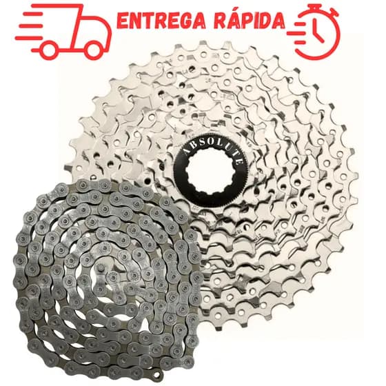 Cassete K7 9v 11-36d pinhão 9 velocidades  + Corrente fina index  27v 9v bicicleta mtb