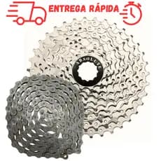 Cassete K7 9v 11-36d pinhão 9 velocidades  + Corrente fina index  27v 9v bicicleta mtb