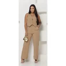 Conjunto Social Calça E Colete Alfaiataria Luis Twill Com Bolso Social
