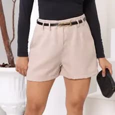Short Linho Social Feminino Moda Alfaiataria Luxo Elegancia Tendencia