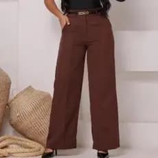 Calça Pantalona Alfaiataria Social Acompanha Cinto de Couro