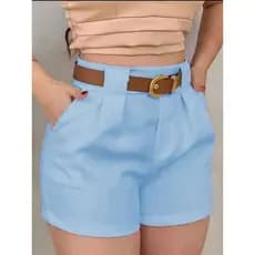 Kit 2 Short Alfaiataria Feminino Com Bolso Com Cinto Cintura Alta PROMOÇÃO