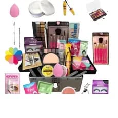 kit de maquiagem com 7 itens;batom,blush,corretivo,iluminador,,lapis de olho 2 mascara facial