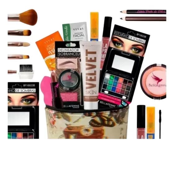 kit de maquiagem com 25 itens mais (obs maleta de maquiagem modelo frasqueira