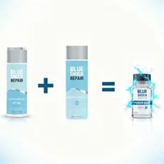 Kit Blue Shock Repair Shampoo Condicionador Power Dose Reconstrução Força Brilho Imediato