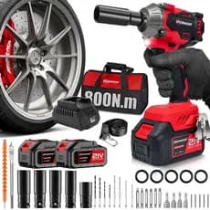 Chave de Impacto Potente 800/520Nm Parafusadeira Brushless Profissional 2 Bateria
