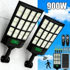Kit 2 Luminária Solar Externa 900W/800W/700W/600W Potente com Controle