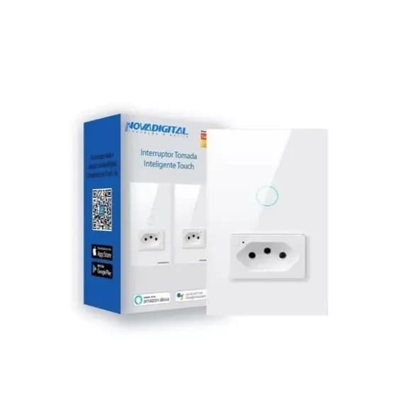 Interruptor Novadigital Touch 1 Botão Tecla Tomada 10 e 20A Inteligente Wifi Alexa Google Original