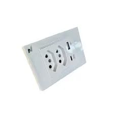 Tomada Novadigital Dupla com USB Tipo C 4x2 sem Wi-Fi Vidro Temperado de Embutir