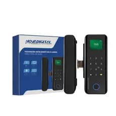 Fechadura Digital Inteligente Wifi Para Porta De Vidro Tuya Preto