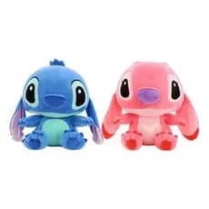 Kit 2 Pelúcia Angel Lilo E Stitch Disney 25cm Rosa