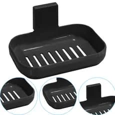 Saboneteira Com Suporte de fixação Adesivo Para Parede Preto Arqplast 25957PM