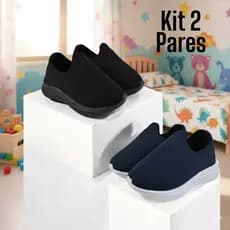 Kit 2 Pares Tênis Infantil Menino Menina Confortável Calce Facil