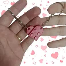 Chaveiro de Casal Coração Quebra-Cabeça Bloco 3D – Presente Criativo e Personalizado