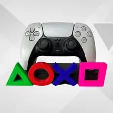 Suporte Controle PS5 Decorativo – Ícones Playstation 3D Colorido – Decoração para Setup Gamer