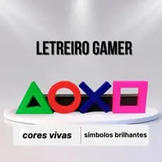 Letreiro Gamer Playstation - Símbolos dos botões Playstation cores vivas 3D