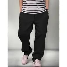 Calça Cargo jeans e sarja Larga Masculina Skate Caqui 6 Bolsos Fechamento Cordão unisex