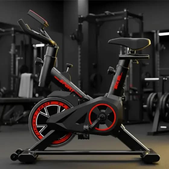 Bicicleta Ergométrica Spinning Vermelha Profissional Bike Ergonômica Sport Preto até 120kg Versátil