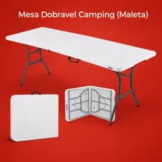 Mesa Dobrável Vira Maleta com Alça Portátil 1.80m Camping Pesca Jardim Área Externa Interna Multiuso