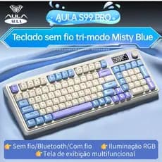 AULA S99 Pro Teclado Gamer Mecânico Sem Fio Bluetooth 2.4G USB RGB Portátil Pc Notebook Celular