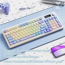 Teclado Gamer Mecânico Sem Fio Bluetooth AULA S99 Pro 2.4G USB RGB Portátil Pc Notebook Celular
