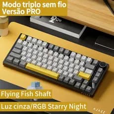 Ajazz AK820 Pro Teclado Mecânico Sem Fio 3 Modos Cinza Estelar
