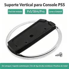 Suporte Vertical em Liga Metálica para Console PS5 Slim e Normal, Base Refrigeração para Instalação em Pé