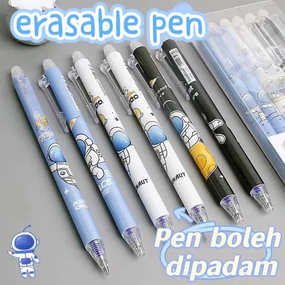 kit 3 Caneta Gel Apagável Tinta Mágica Bichinhos Fofos Astronauta Escola E Escritório Material De Escrita Papelaria