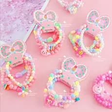 24 Pulseiras Conjunto Para Criança Infantil Frutas Doces Coloridos