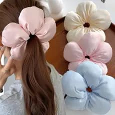 Faixa De Cabelo De Flor Grande Com Esponja 3D-Scrunchie De Flores INS-Intestino Grosso-Cocar De Corda Doce-Acessórios Co