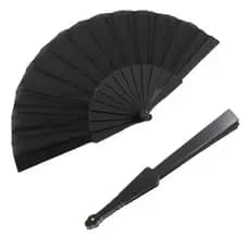 Leque de mão compacto liso cor única cor Preto