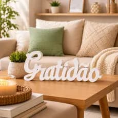 Decoração "Gratidão" – Letreiro Elegante para Casa e Escritório