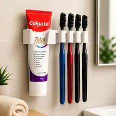 Suporte Para Escovas de Dente e Pasta de Dente Organizador 5 em 1 Moderno Luxo Com Fixador na Parede