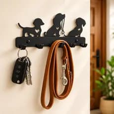 Porta Chaves e Coleiras Pet de Parede – Organizador 5 Ganchos Sem Furo | Instalação Rápida e Prática