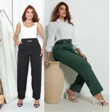 CALÇA FEMININA  SOCIAL  COM CINTURA ALTA DO  TECIDO ALFAIATARIA CON BOLSO