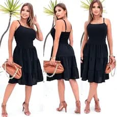 Vestido Midi liso Tomara que Caia - Elegância e Conforto e tem  bojo e  forro  EM TECIDO  DUNA