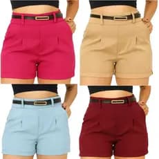 Short Social  Alfaiateria  En Diferentes Cores Com Ziper  Na Lateral