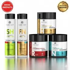 KIT TRATAMENTO CRONOGRAMA CAPILAR PROFISSIONAL,CRESCIMENTO,BRILHO E REPARAÇAO INTENSA 5 ITENS