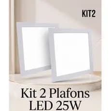 Kit 2 Plafon LED Embutir 25W Quadrado Ultra Slim Bivolt