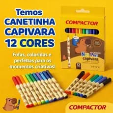 Canetinha capivara hidrografica Neo-Pen Gigante Com Cheirinho e 12 Cores compactor escolar