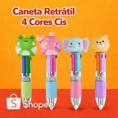 Caneta 4 Cores em 1 Cis Fun mini Bichinhos 0.7